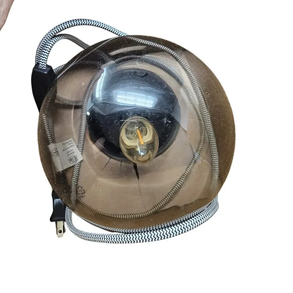 Ikea Fado Smoke Glass Globe Lamp Modern Minimalist Orb Plug In Table with box